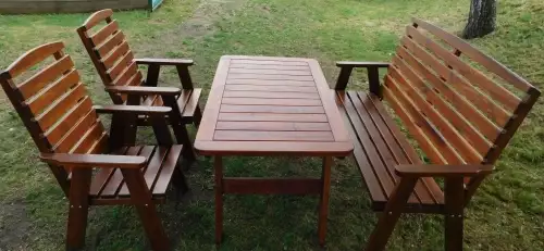 Pevný zahradní set - 2x židle, 1x lavice s područkami, 1x stůl